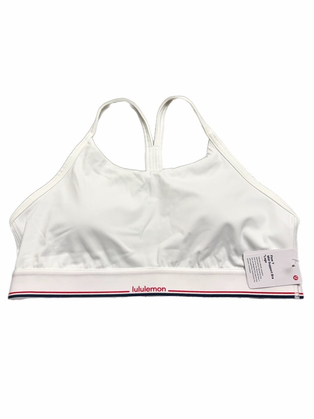 NWT Lululemon Flow Y Mid-Support Longline Bra *Logo B/C Cup (White) Size 10
